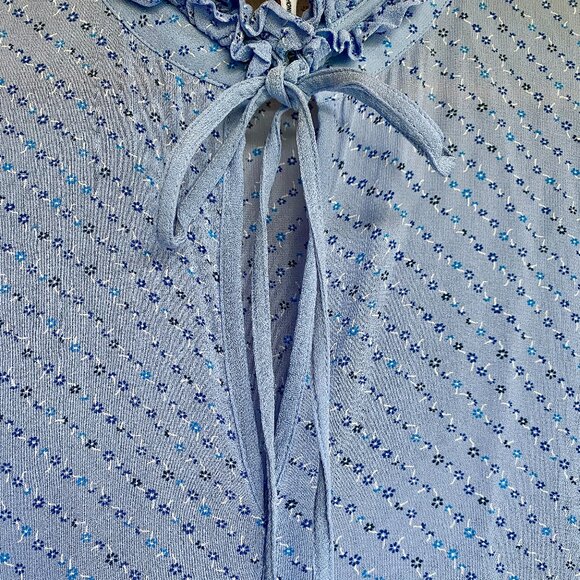 Ganni Blue Floral High Neck Mini Dress - Picture 8 of 15